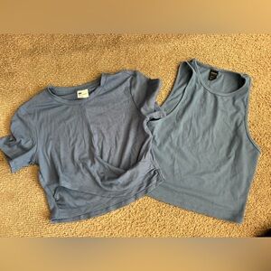 All in Motion Slate Blue Ribbed Tee& Ribbed Tank Top